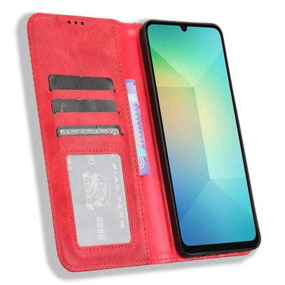 For Samsung Galaxy A06 Leather Case Wallet Stand Retro Texture Phone Cover