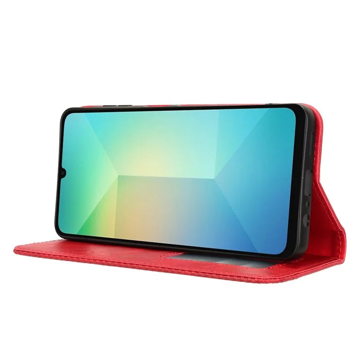 For Samsung Galaxy A06 Leather Case Wallet Stand Retro Texture Phone Cover