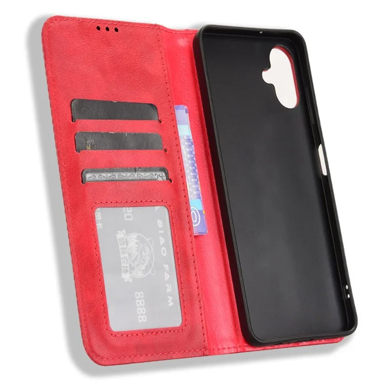 For Samsung Galaxy A06 Leather Case Wallet Stand Retro Texture Phone Cover