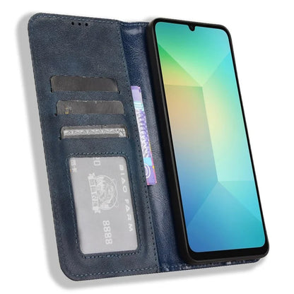 For Samsung Galaxy A06 Leather Case Wallet Stand Retro Texture Phone Cover