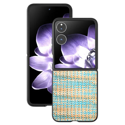 For Xiaomi Mix Flip 5G Case Leather+PC Phone Cover Plaid Texture