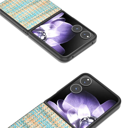 For Xiaomi Mix Flip 5G Case Leather+PC Phone Cover Plaid Texture