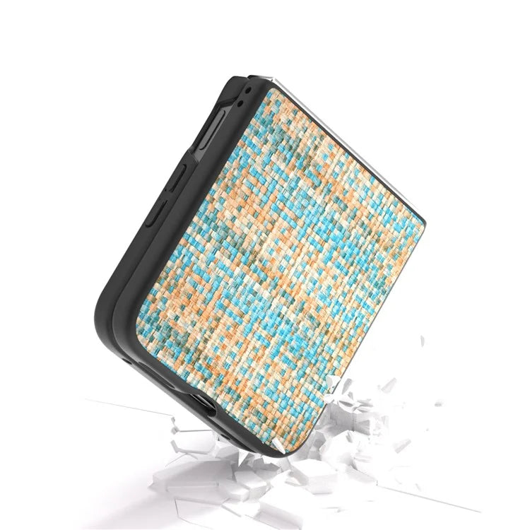 For Xiaomi Mix Flip 5G Case Leather+PC Phone Cover Plaid Texture