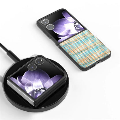 For Xiaomi Mix Flip 5G Case Leather+PC Phone Cover Plaid Texture