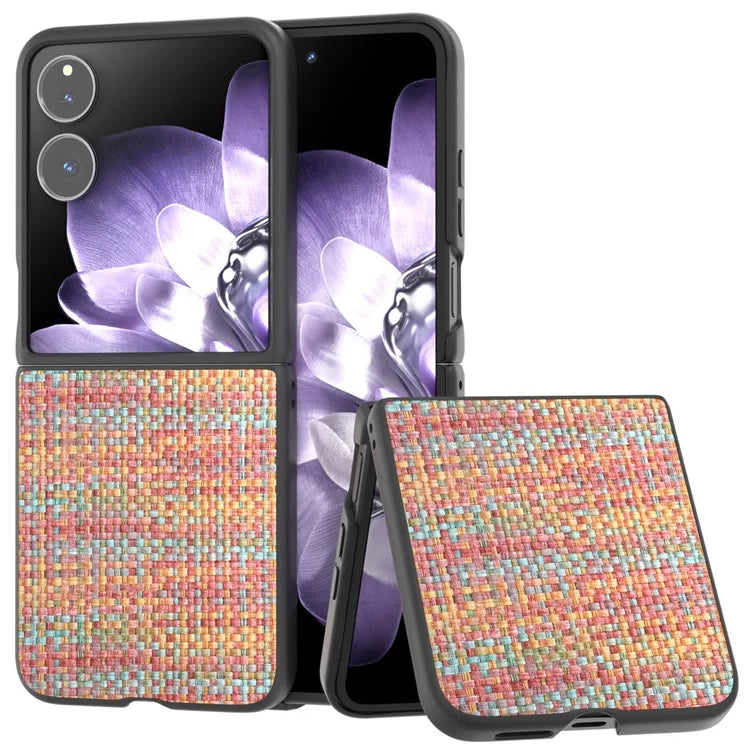 For Xiaomi Mix Flip 5G Case Leather+PC Phone Cover Plaid Texture