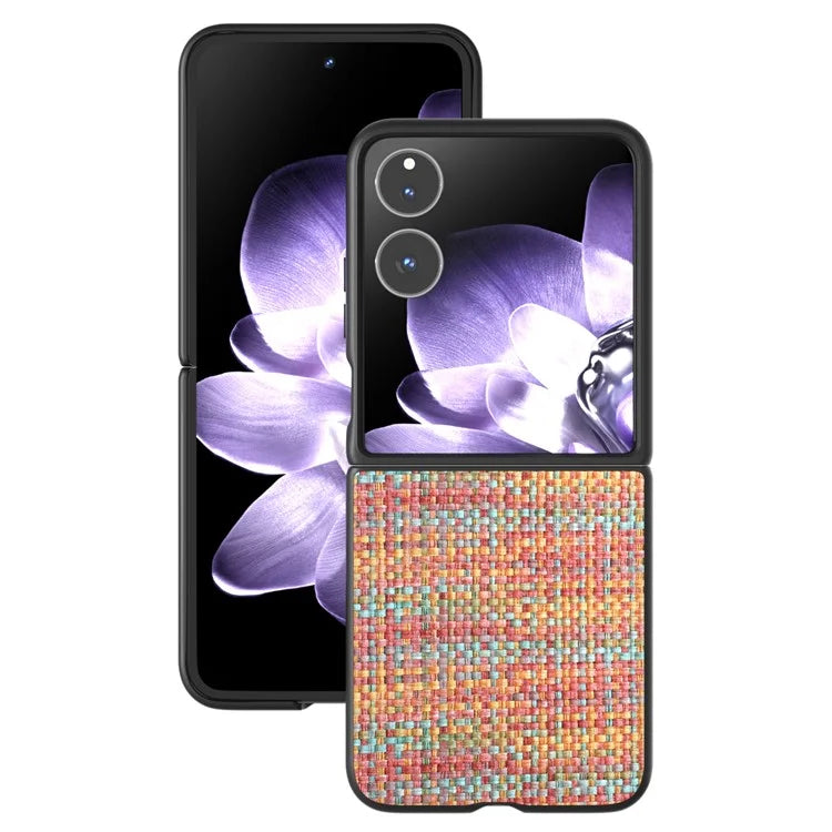 For Xiaomi Mix Flip 5G Case Leather+PC Phone Cover Plaid Texture