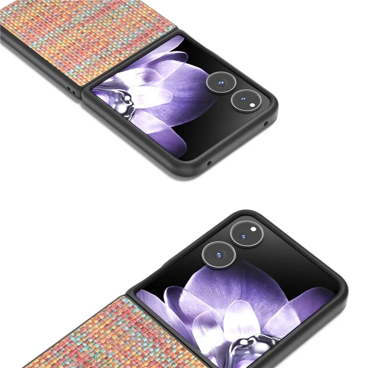 For Xiaomi Mix Flip 5G Case Leather+PC Phone Cover Plaid Texture