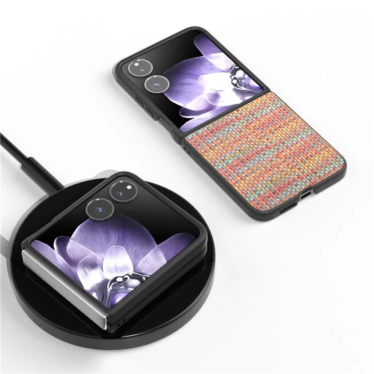 For Xiaomi Mix Flip 5G Case Leather+PC Phone Cover Plaid Texture