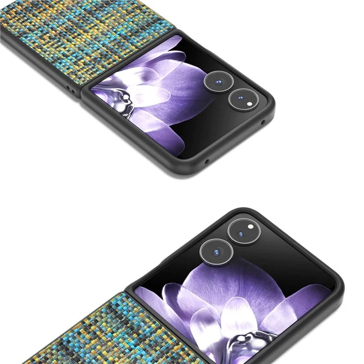For Xiaomi Mix Flip 5G Case Leather+PC Phone Cover Plaid Texture