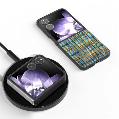 For Xiaomi Mix Flip 5G Case Leather+PC Phone Cover Plaid Texture