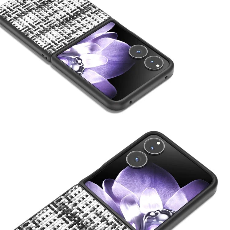 For Xiaomi Mix Flip 5G Case Leather+PC Phone Cover Plaid Texture