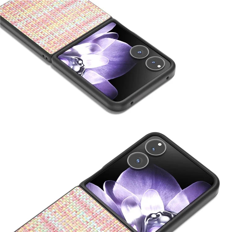 For Xiaomi Mix Flip 5G Case Leather+PC Phone Cover Plaid Texture