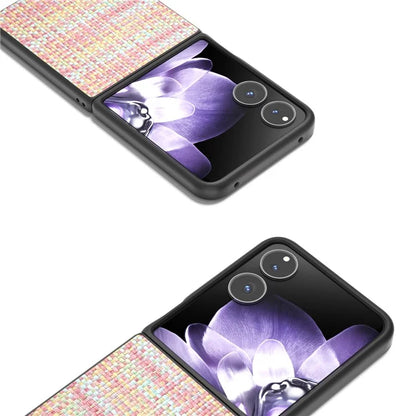 For Xiaomi Mix Flip 5G Case Leather+PC Phone Cover Plaid Texture