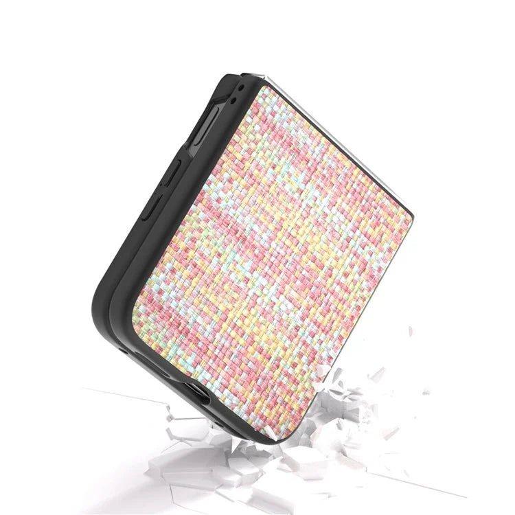 For Xiaomi Mix Flip 5G Case Leather+PC Phone Cover Plaid Texture