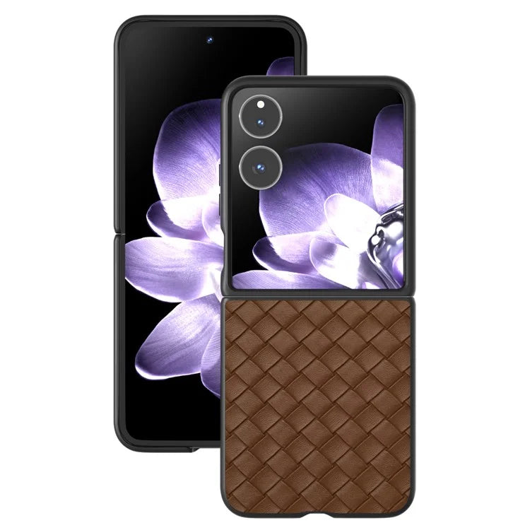 For Xiaomi Mix Flip 5G Case Woven Texture PU Leather Coated PC Mobile Phone Cover