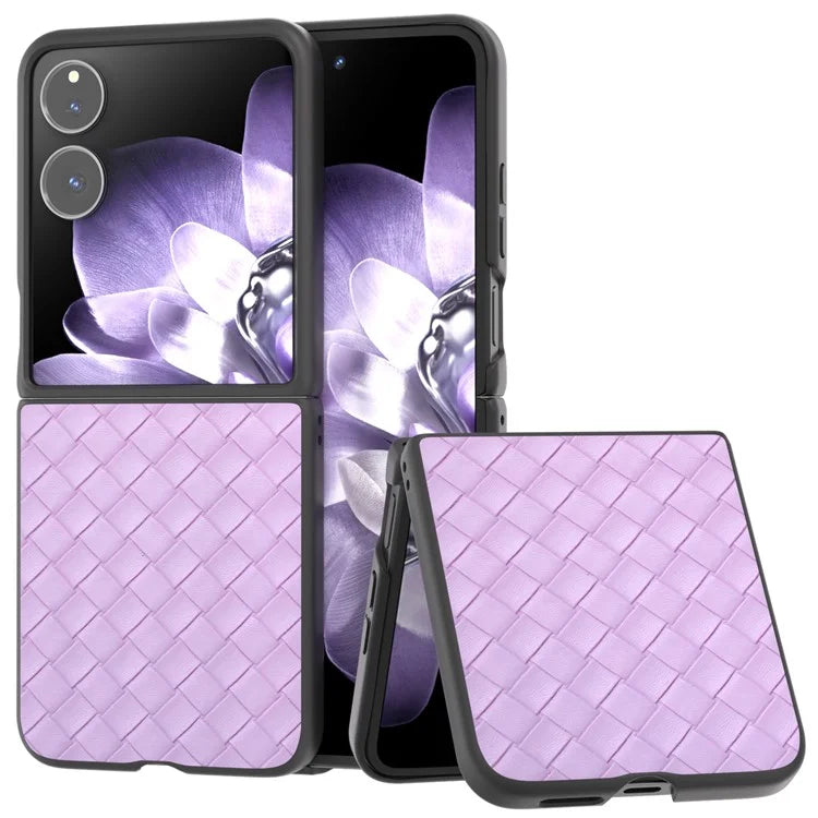For Xiaomi Mix Flip 5G Case Woven Texture PU Leather Coated PC Mobile Phone Cover