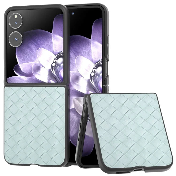 For Xiaomi Mix Flip 5G Case Woven Texture PU Leather Coated PC Mobile Phone Cover