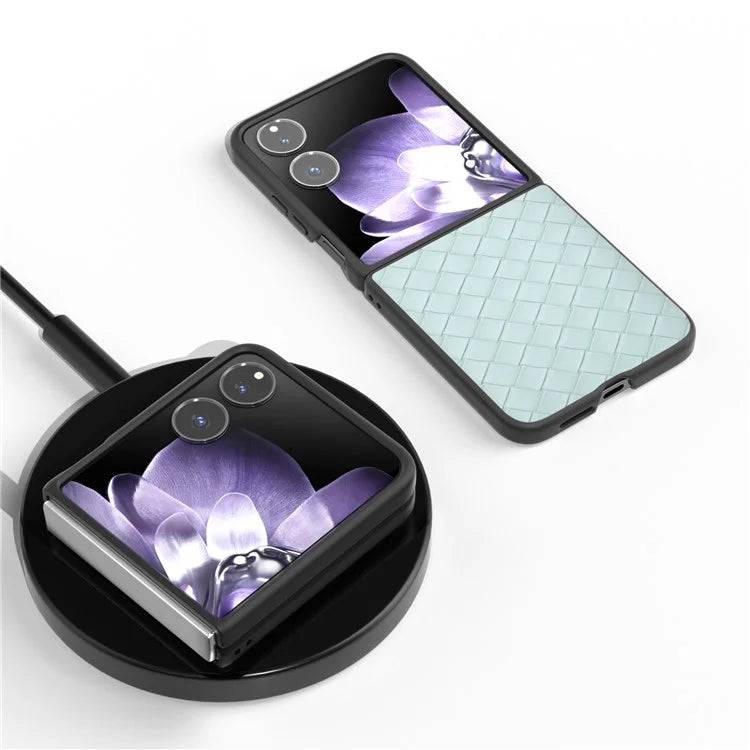 For Xiaomi Mix Flip 5G Case Woven Texture PU Leather Coated PC Mobile Phone Cover