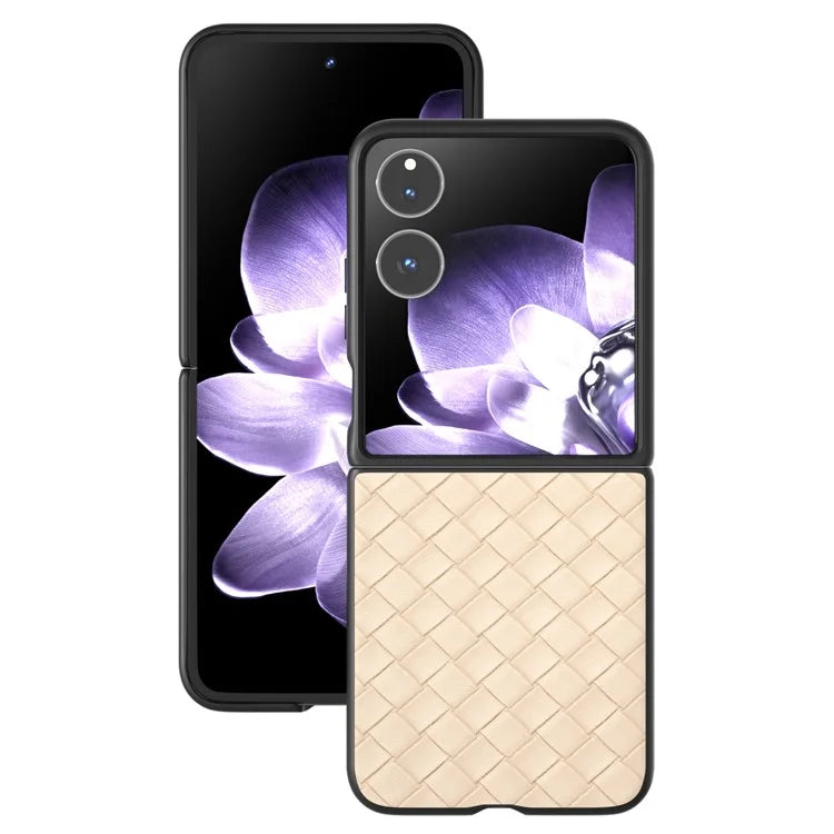For Xiaomi Mix Flip 5G Case Woven Texture PU Leather Coated PC Mobile Phone Cover