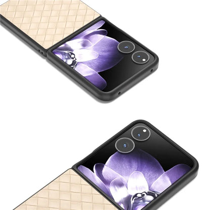 For Xiaomi Mix Flip 5G Case Woven Texture PU Leather Coated PC Mobile Phone Cover