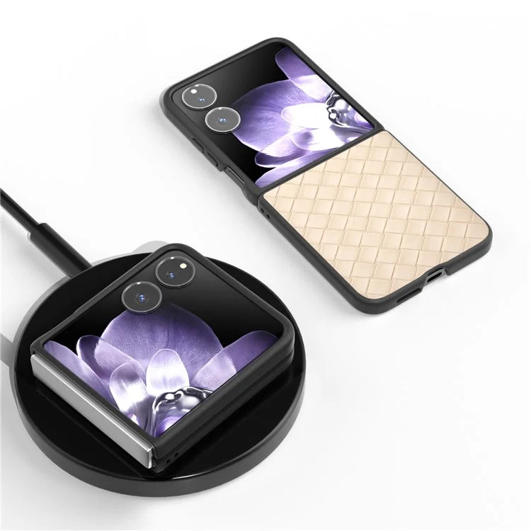 For Xiaomi Mix Flip 5G Case Woven Texture PU Leather Coated PC Mobile Phone Cover