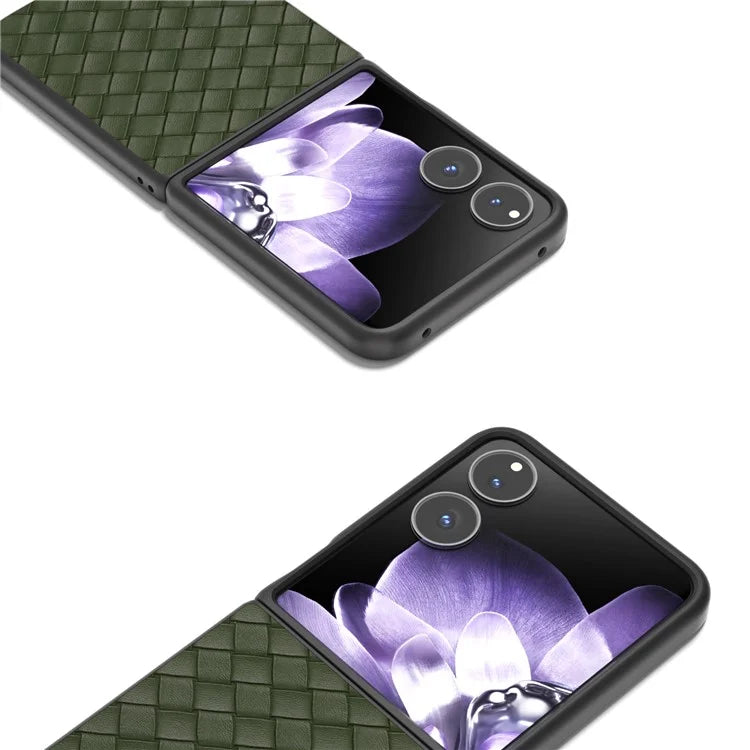 For Xiaomi Mix Flip 5G Case Woven Texture PU Leather Coated PC Mobile Phone Cover