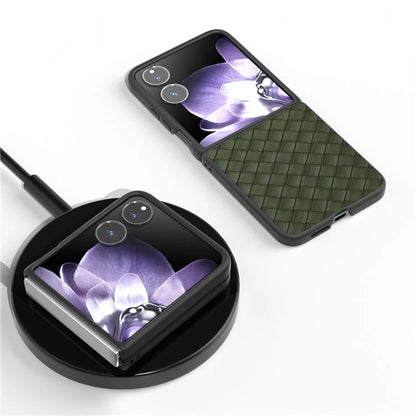 For Xiaomi Mix Flip 5G Case Woven Texture PU Leather Coated PC Mobile Phone Cover
