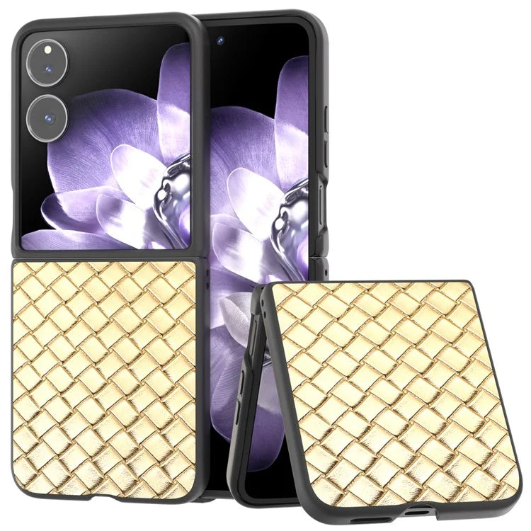 For Xiaomi Mix Flip 5G Case Woven Texture PU Leather Coated PC Mobile Phone Cover
