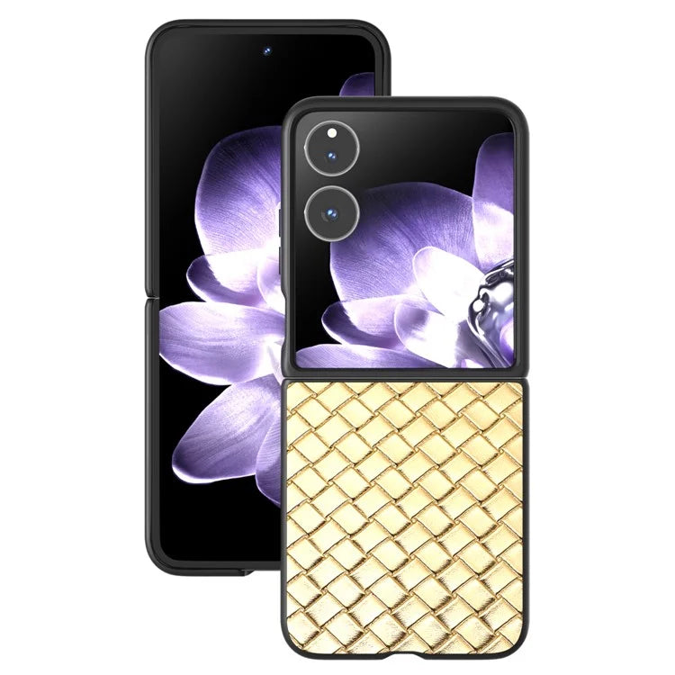 For Xiaomi Mix Flip 5G Case Woven Texture PU Leather Coated PC Mobile Phone Cover