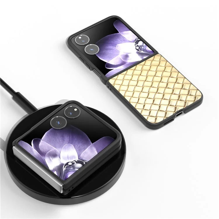 For Xiaomi Mix Flip 5G Case Woven Texture PU Leather Coated PC Mobile Phone Cover