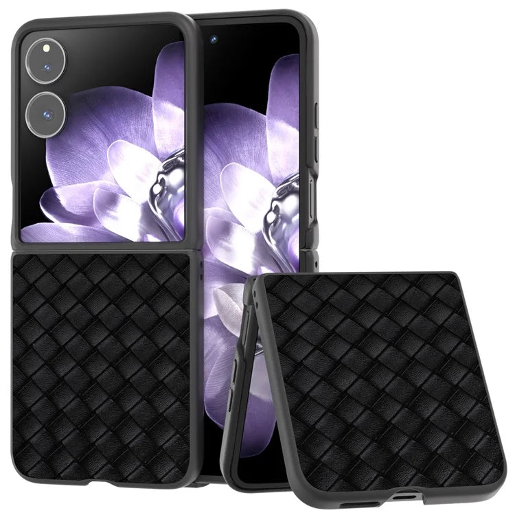 For Xiaomi Mix Flip 5G Case Woven Texture PU Leather Coated PC Mobile Phone Cover