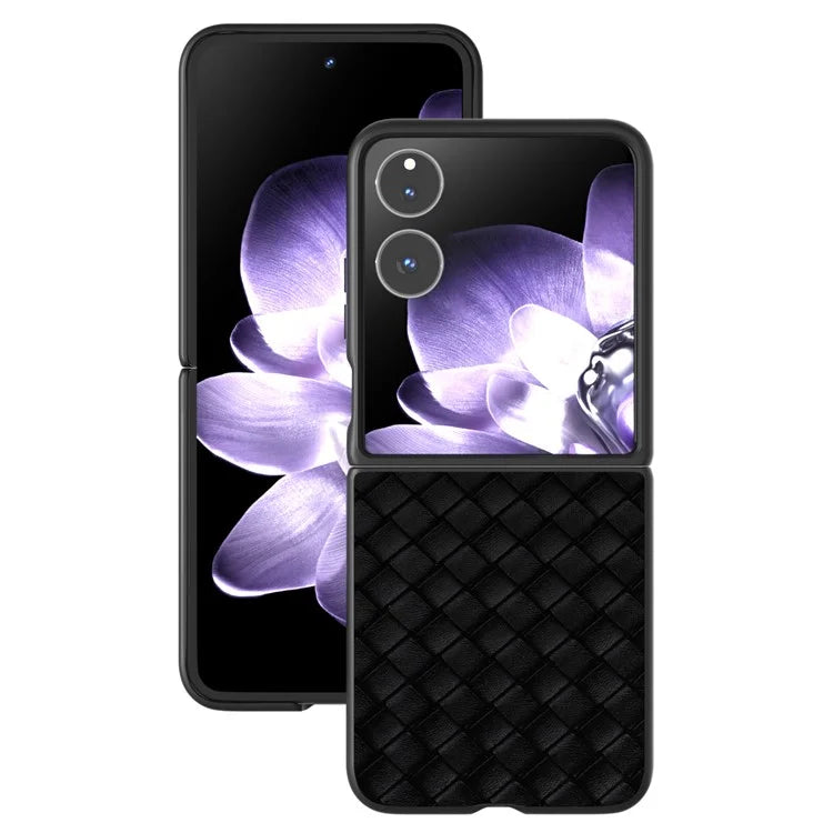 For Xiaomi Mix Flip 5G Case Woven Texture PU Leather Coated PC Mobile Phone Cover
