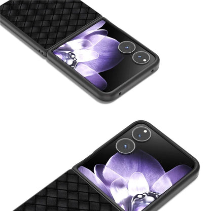 For Xiaomi Mix Flip 5G Case Woven Texture PU Leather Coated PC Mobile Phone Cover