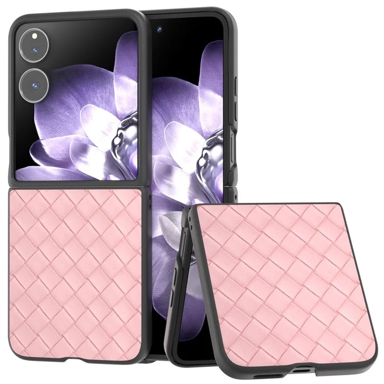 For Xiaomi Mix Flip 5G Case Woven Texture PU Leather Coated PC Mobile Phone Cover