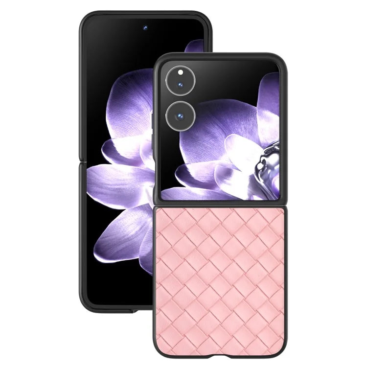 For Xiaomi Mix Flip 5G Case Woven Texture PU Leather Coated PC Mobile Phone Cover