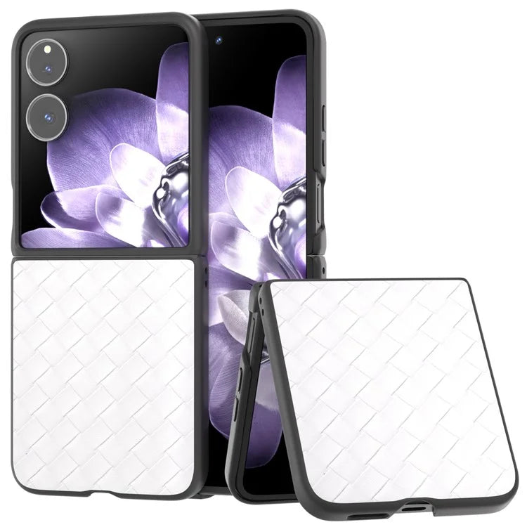 For Xiaomi Mix Flip 5G Case Woven Texture PU Leather Coated PC Mobile Phone Cover