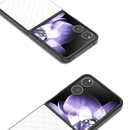 For Xiaomi Mix Flip 5G Case Woven Texture PU Leather Coated PC Mobile Phone Cover