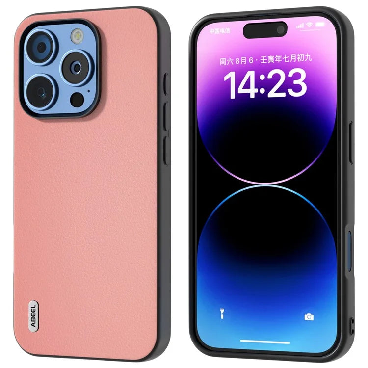 ABEEL For iPhone 16 Pro Max Case Anti-Scratch Genuine Cow Leather Back Phone Cover