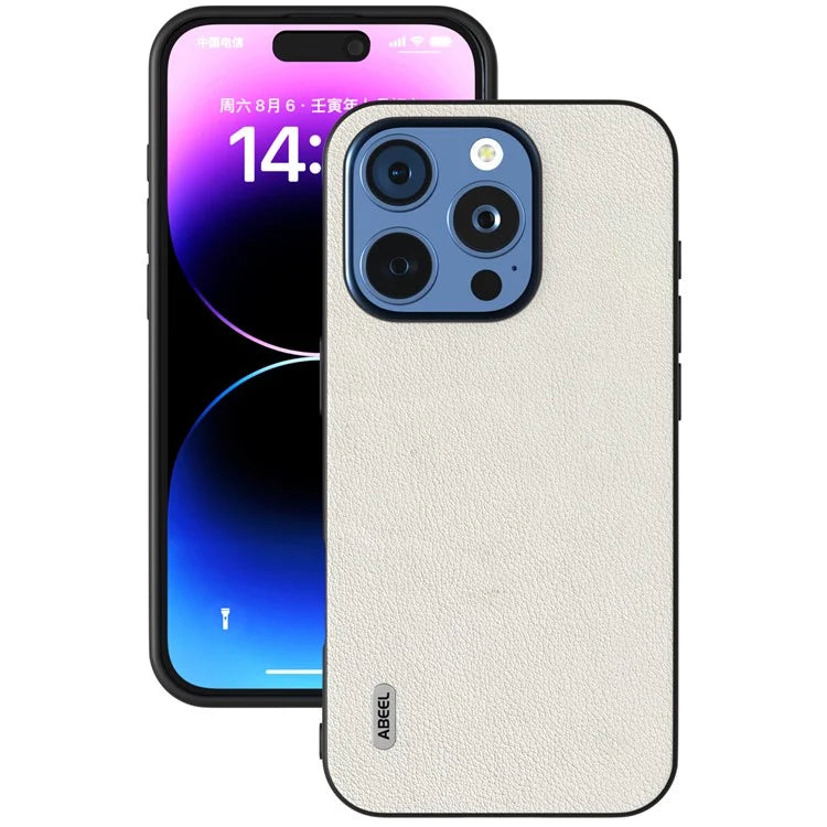ABEEL For iPhone 16 Pro Max Case Anti-Scratch Genuine Cow Leather Back Phone Cover
