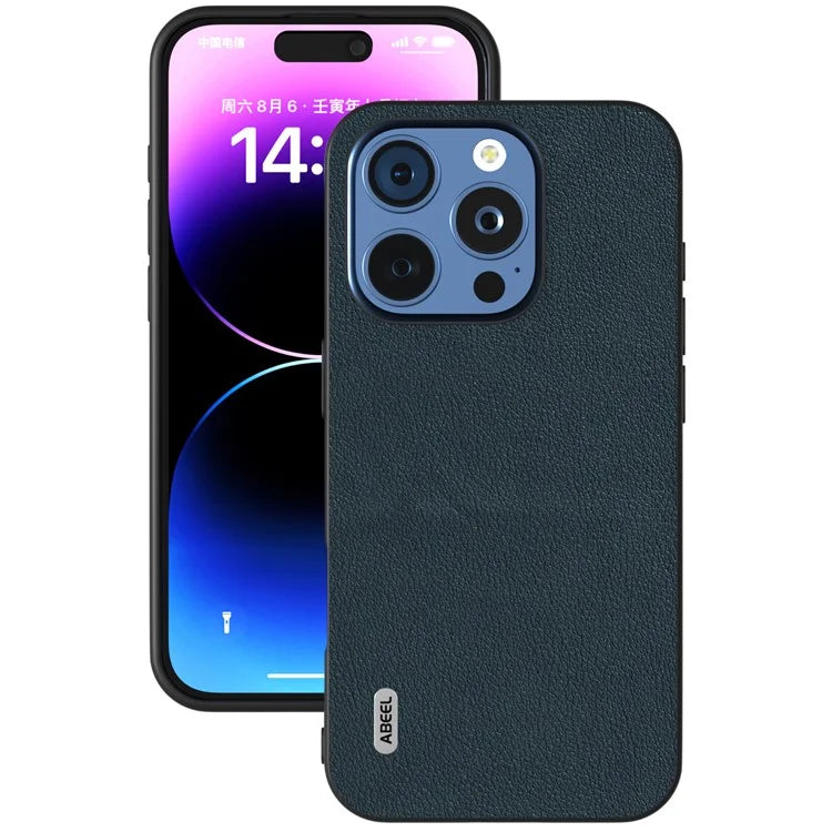 ABEEL For iPhone 16 Pro Max Case Anti-Scratch Genuine Cow Leather Back Phone Cover