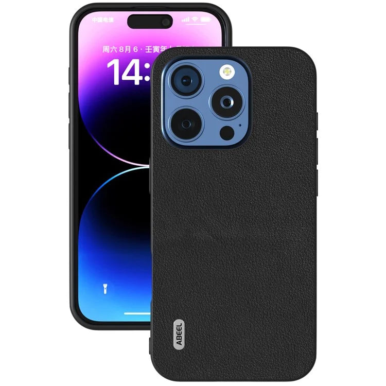 ABEEL For iPhone 16 Pro Max Case Anti-Scratch Genuine Cow Leather Back Phone Cover