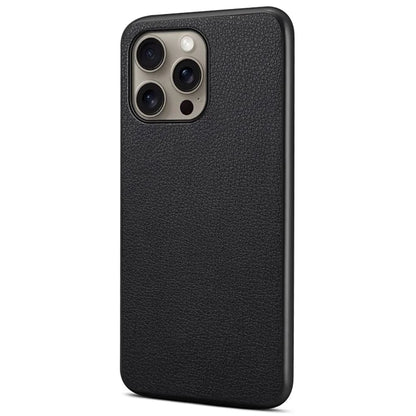For iPhone 16 Pro Max Case Leather Coated PC+TPU Anti-Scratch Phone Cover