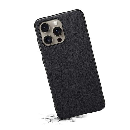 For iPhone 16 Pro Max Case Leather Coated PC+TPU Anti-Scratch Phone Cover