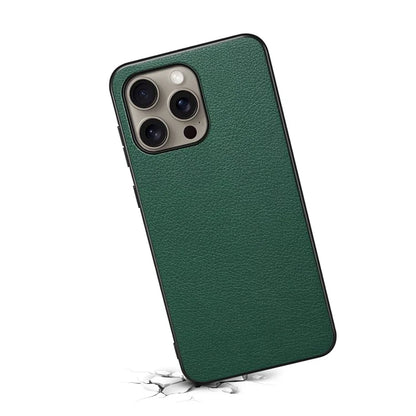For iPhone 16 Pro Max Case Leather Coated PC+TPU Anti-Scratch Phone Cover