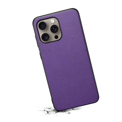 For iPhone 16 Pro Max Case Leather Coated PC+TPU Anti-Scratch Phone Cover
