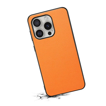For iPhone 16 Pro Case Leather Coated PC+TPU Anti-Scratch Phone Cover