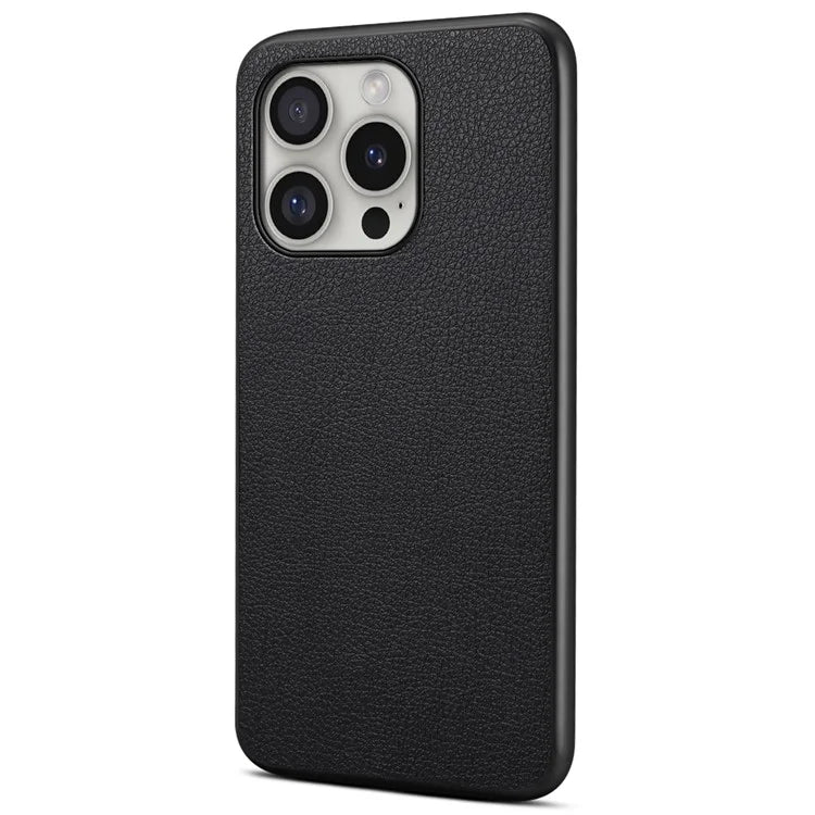 For iPhone 16 Pro Case Leather Coated PC+TPU Anti-Scratch Phone Cover