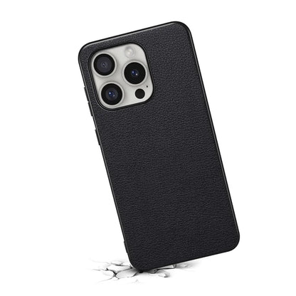For iPhone 16 Pro Case Leather Coated PC+TPU Anti-Scratch Phone Cover