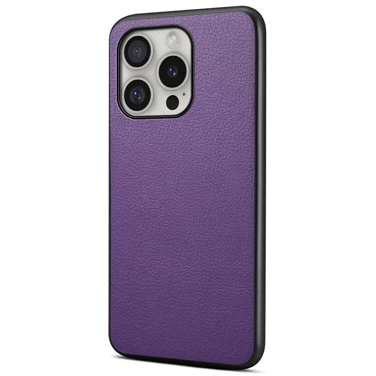 For iPhone 16 Pro Case Leather Coated PC+TPU Anti-Scratch Phone Cover