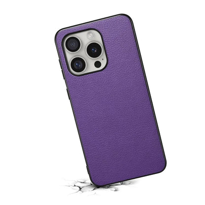 For iPhone 16 Pro Case Leather Coated PC+TPU Anti-Scratch Phone Cover